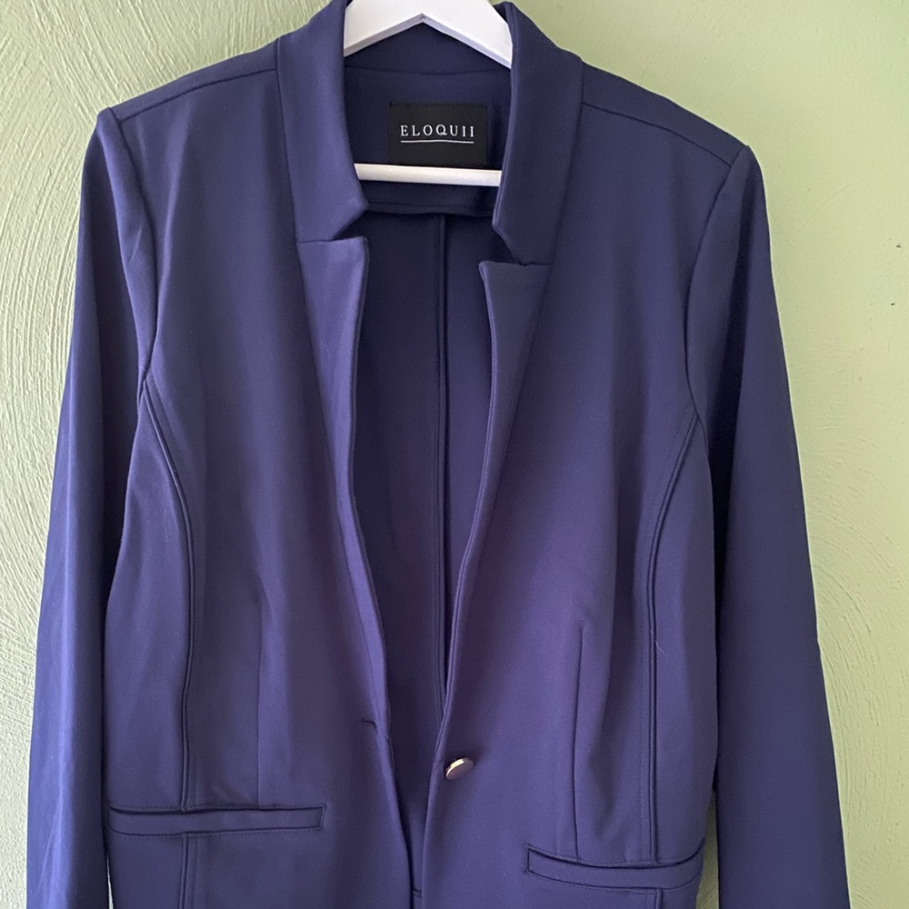 New Eloquii Plus Size Ali Blazer Navy Blue Size 16